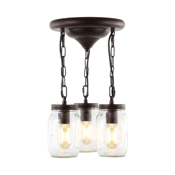 Gaines 11" Farmhouse Industrial Iron Mason Jar LED Semi Flush Mount - JONATHAN Y